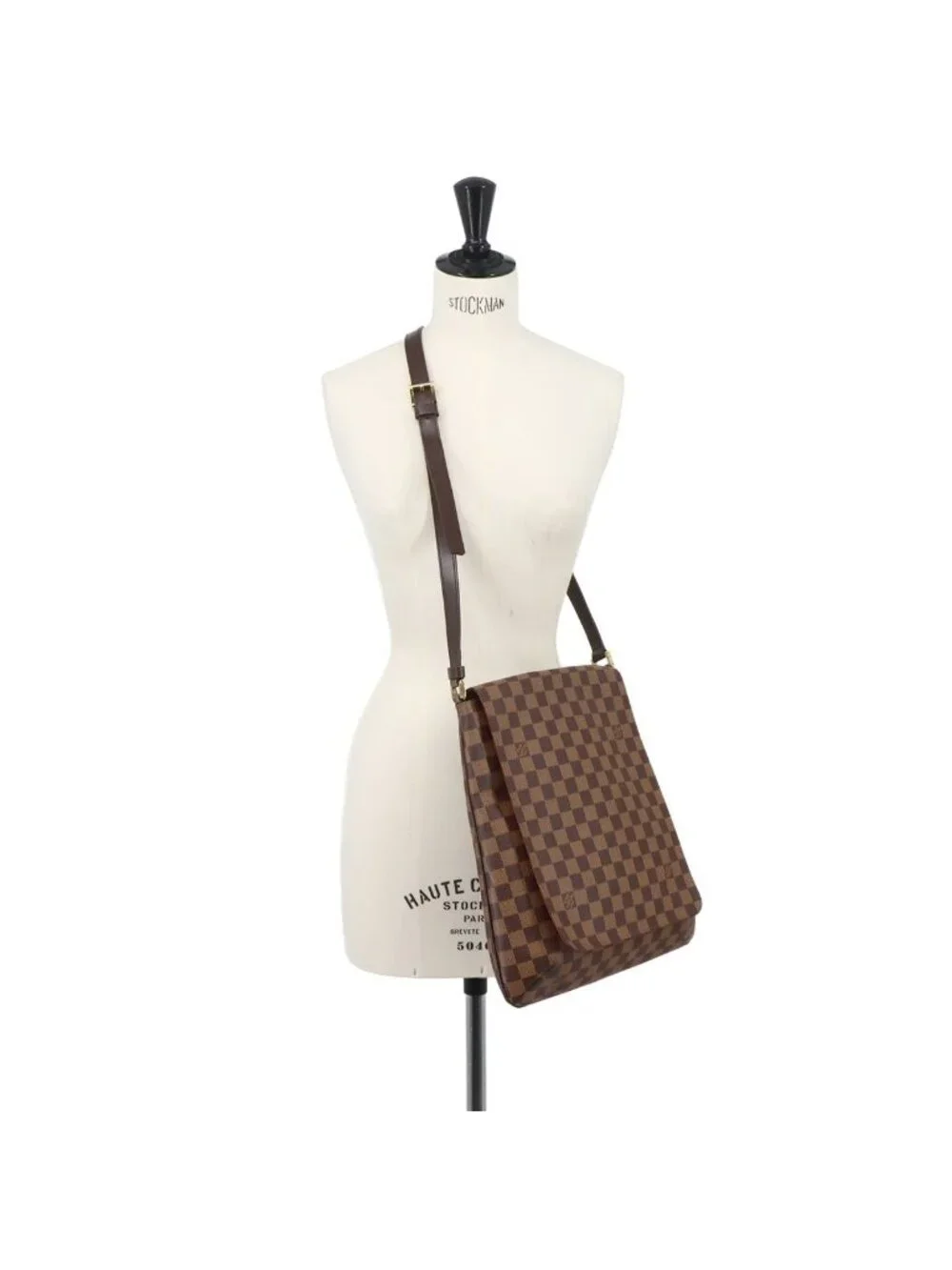Louis Vuitton Damier Musette Shoulder Bag Ebene Brown Gold
